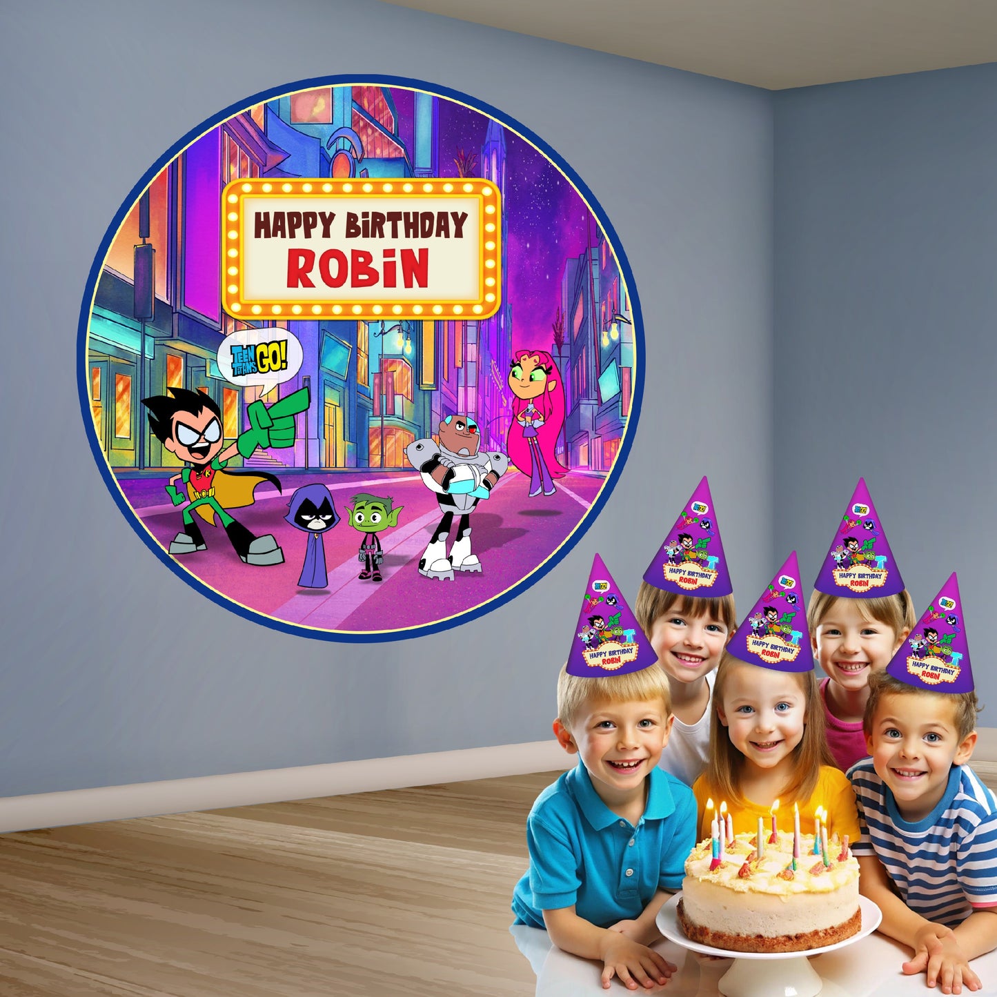 Teen Titans Theme Round Backdrop