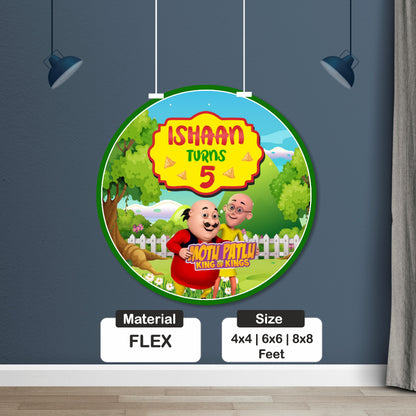 Motu Patlu Theme Customized Round Backdrop My Store