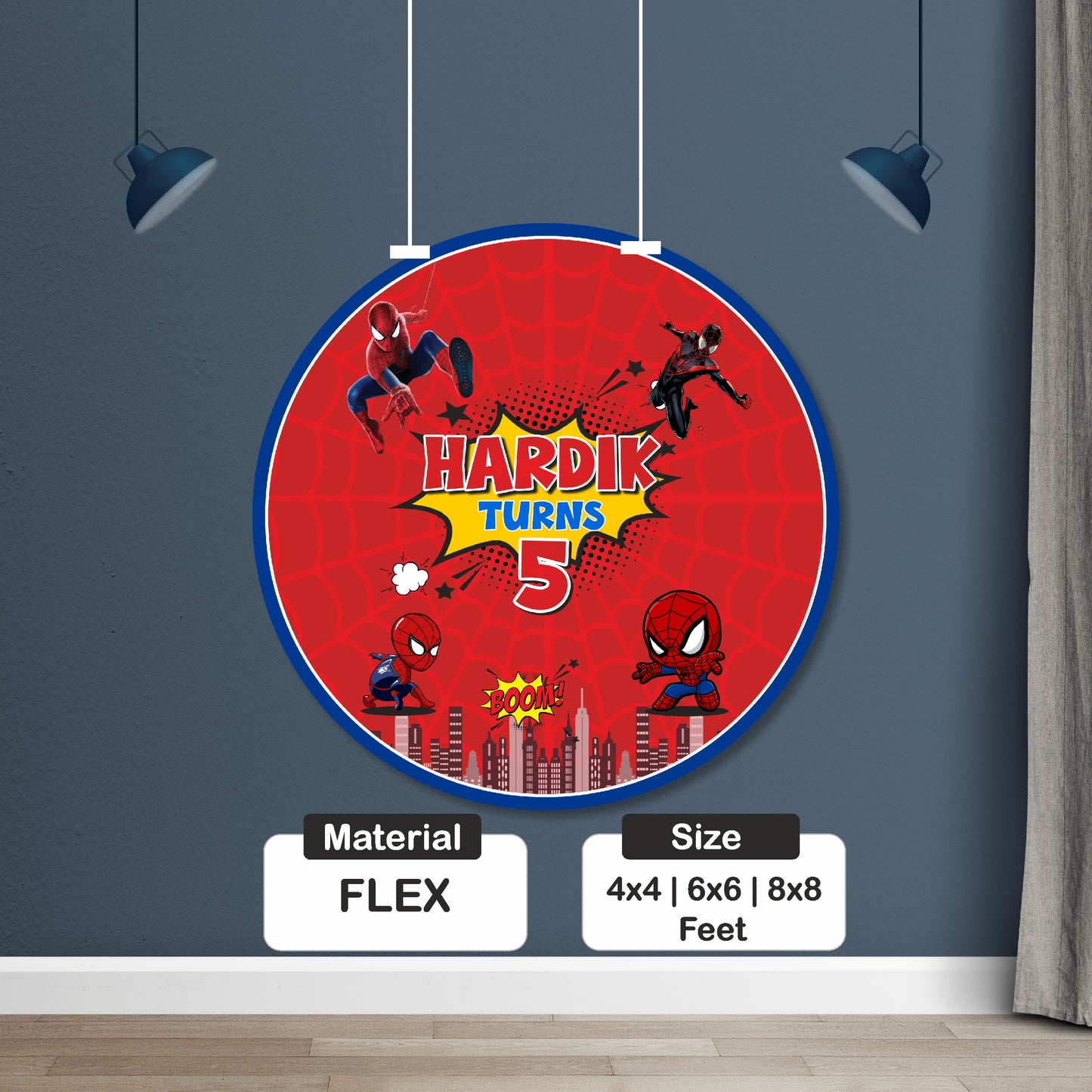 Spiderman Theme Customized Round Backdrop