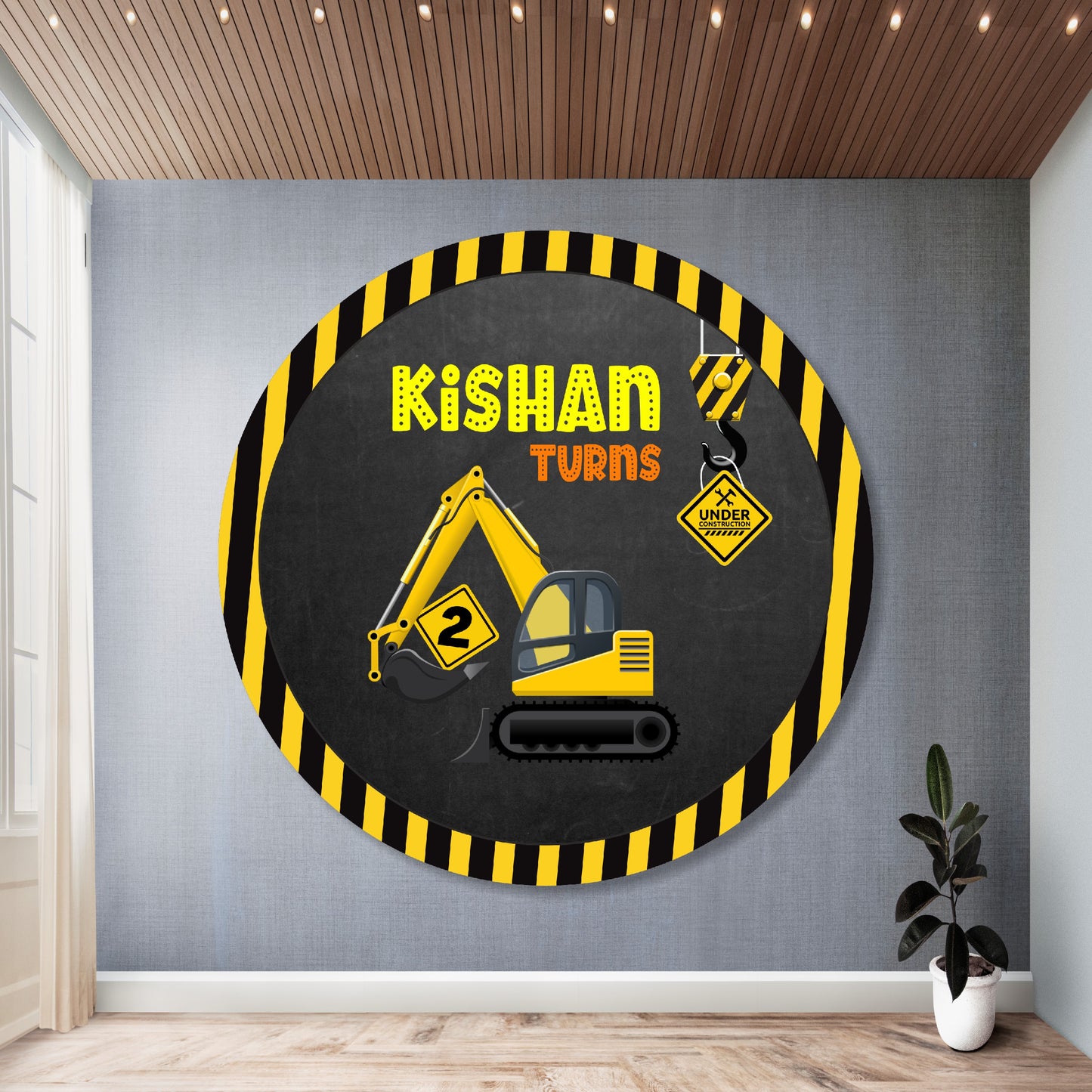 Construction Theme Customized Round Backdrop