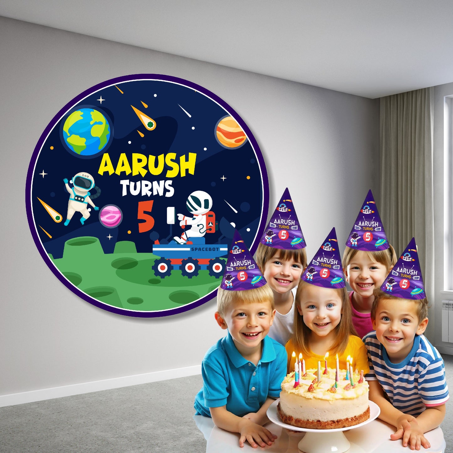 Space Theme Customized Round Backdrop