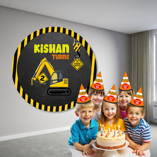 Construction Theme Customized Round Backdrop