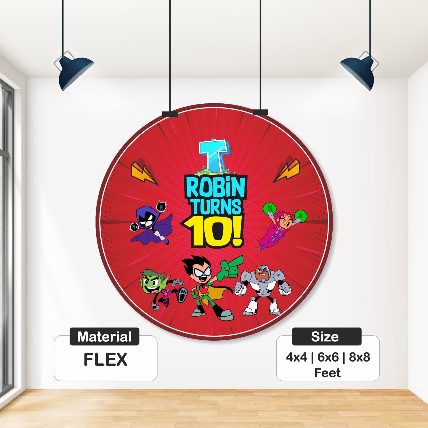 Teen Titans Theme Personalized Round Backdrop
