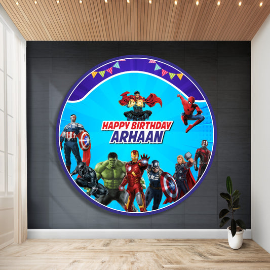 Avengers Theme Customized Round Backdrop