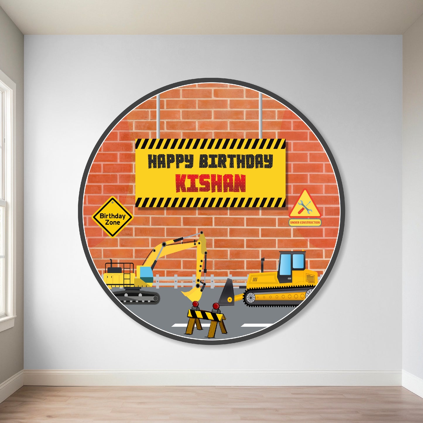 Construction Theme Classic Round Backdrop