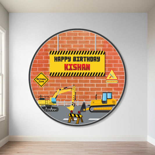 Construction Theme Classic Round Backdrop