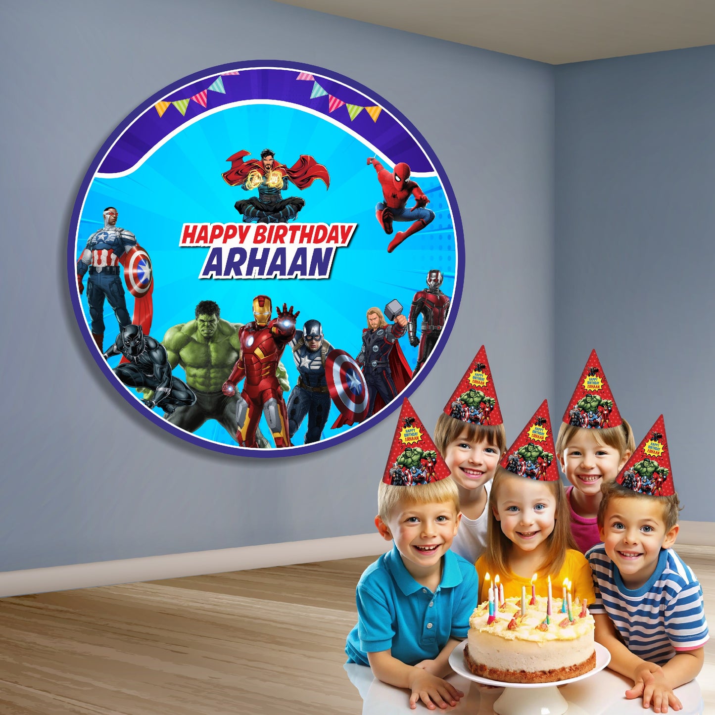Avengers Theme Customized Round Backdrop