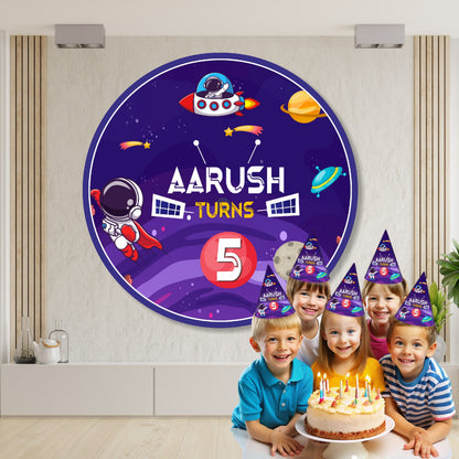 Space Theme Personalized Round Backdrop My Store