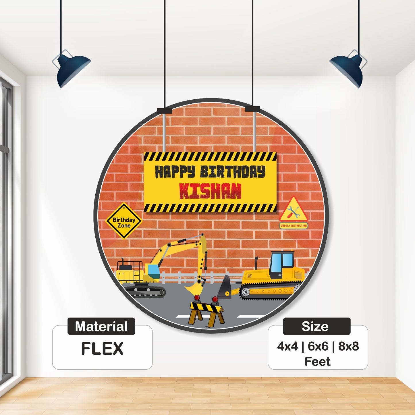 Construction Theme Classic Round Backdrop