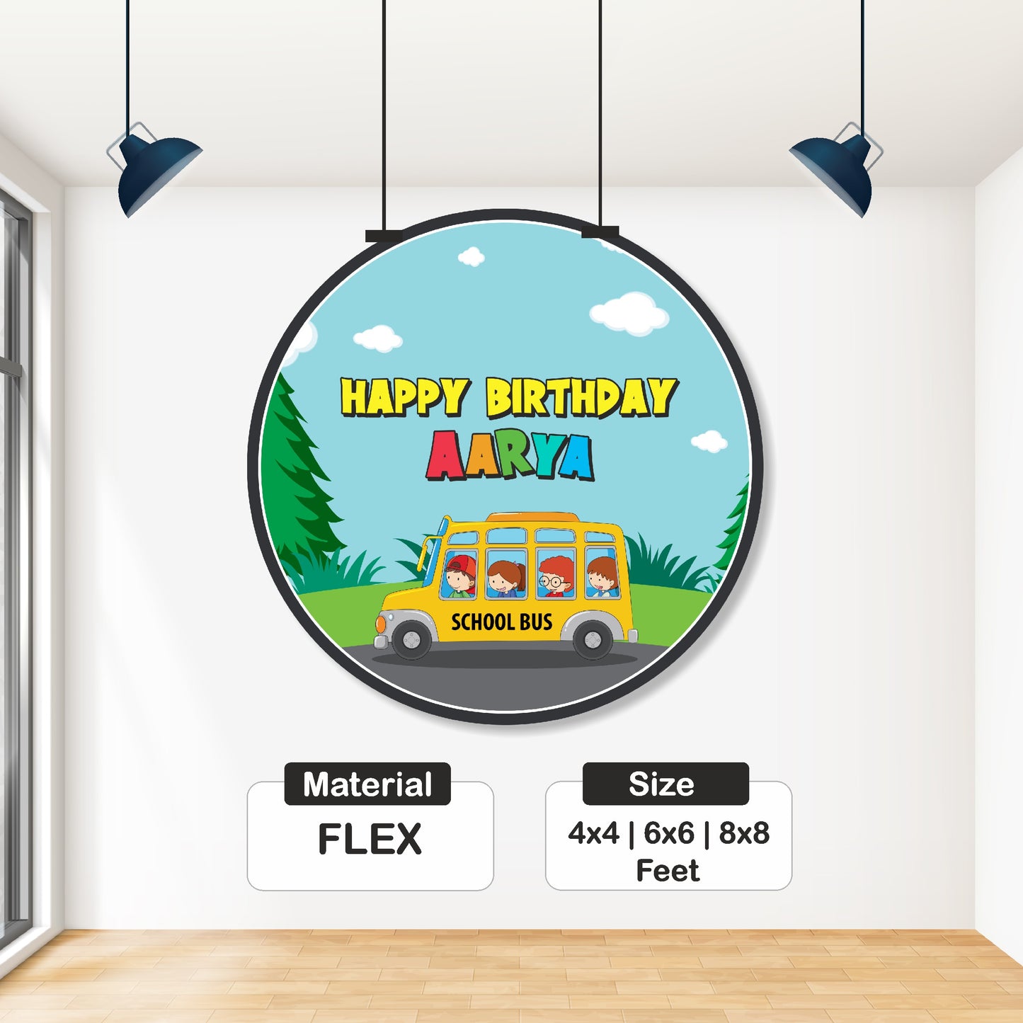 Wheels on the Bus Theme Classic Round Backdrop