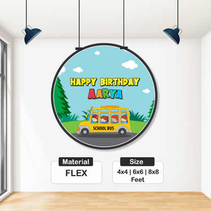 Wheels on the Bus Theme Classic Round Backdrop