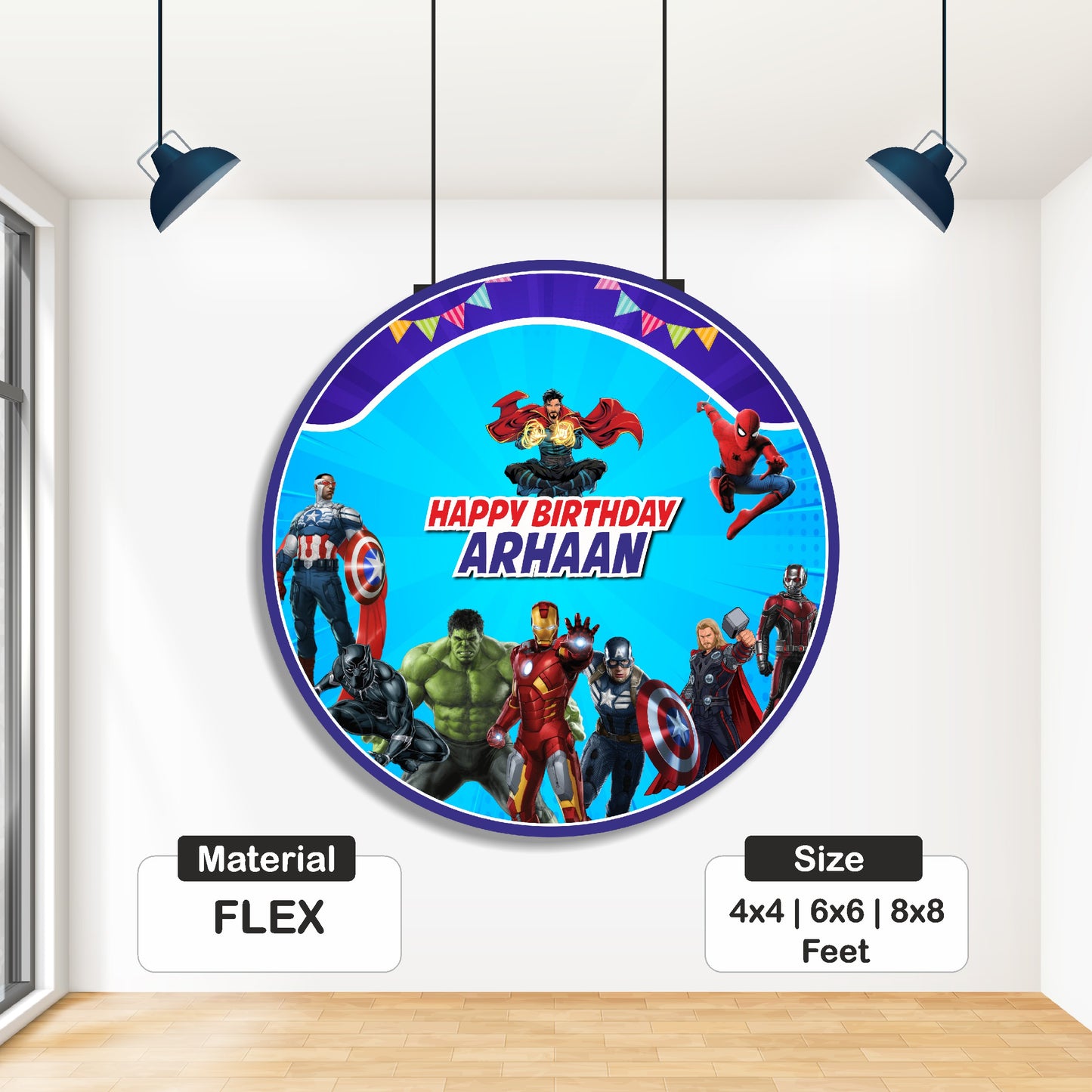 Avengers Theme Customized Round Backdrop
