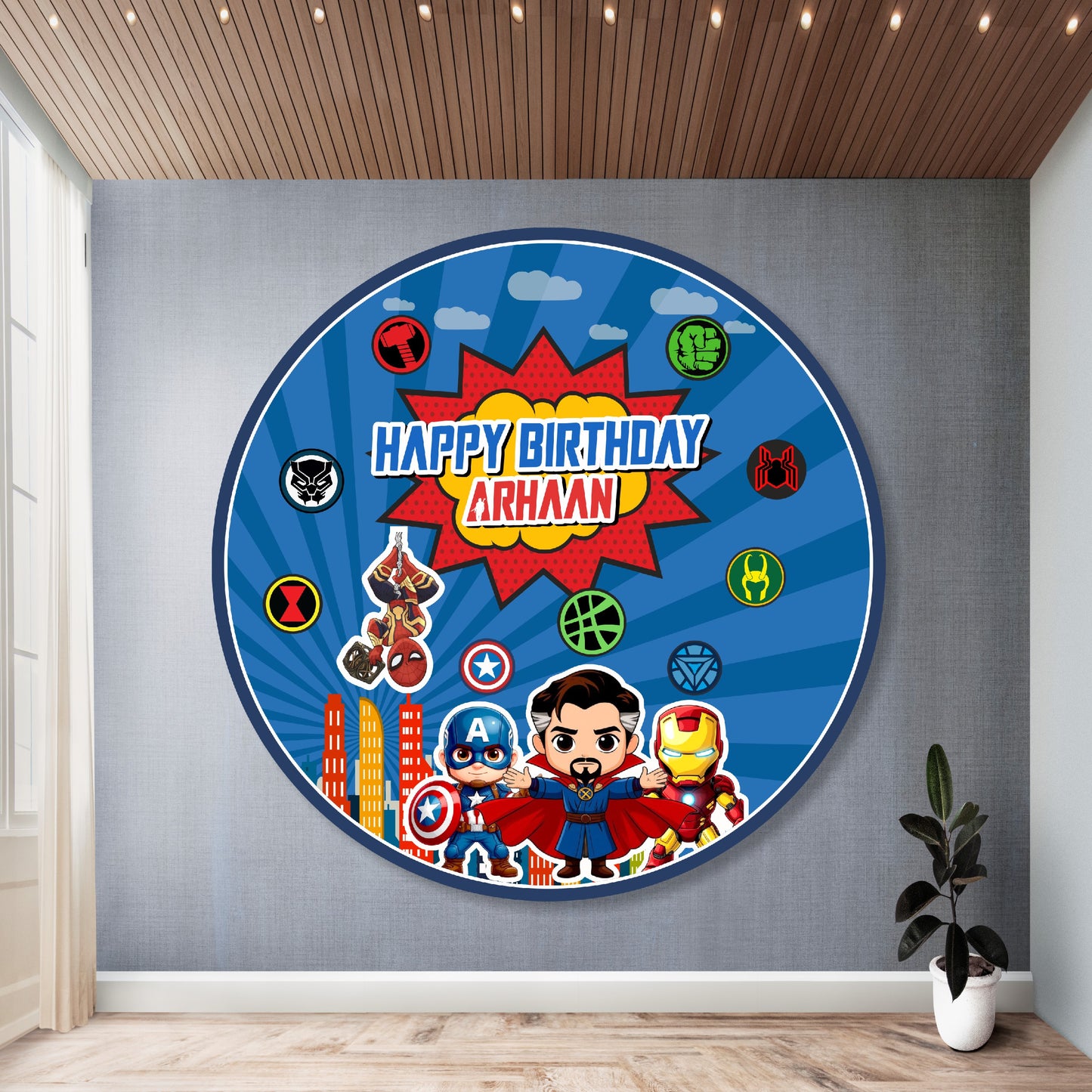 Avengers Theme Classic Round Backdrop