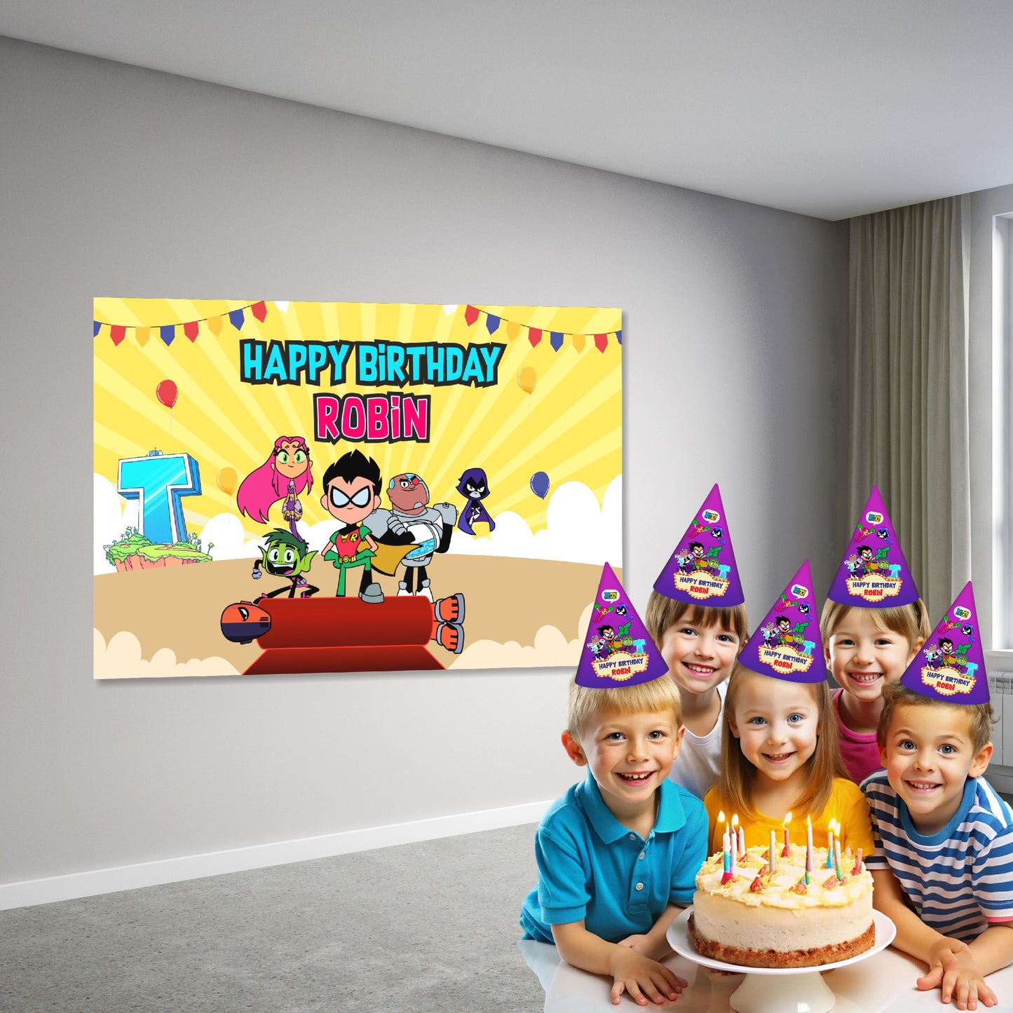 Teen Titans Theme Personalized Backdrop