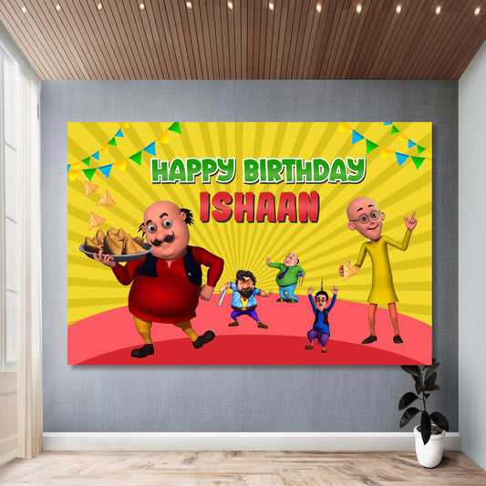 Motu Patlu Theme Personalized Backdrop