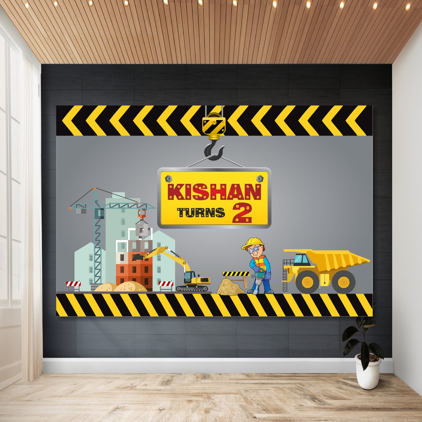 Construction Theme Personalized Backdrop