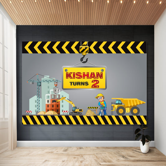 Construction Theme Personalized Backdrop
