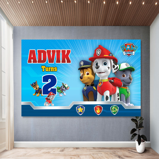 Paw Patrol Theme Personalized Backdrop