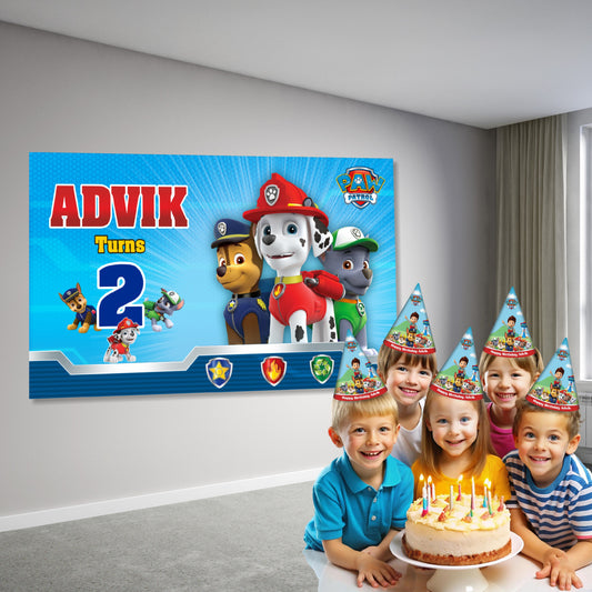 Paw Patrol Theme Personalized Backdrop