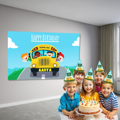 Wheels on the Bus Theme Personalized Backdrop My Store