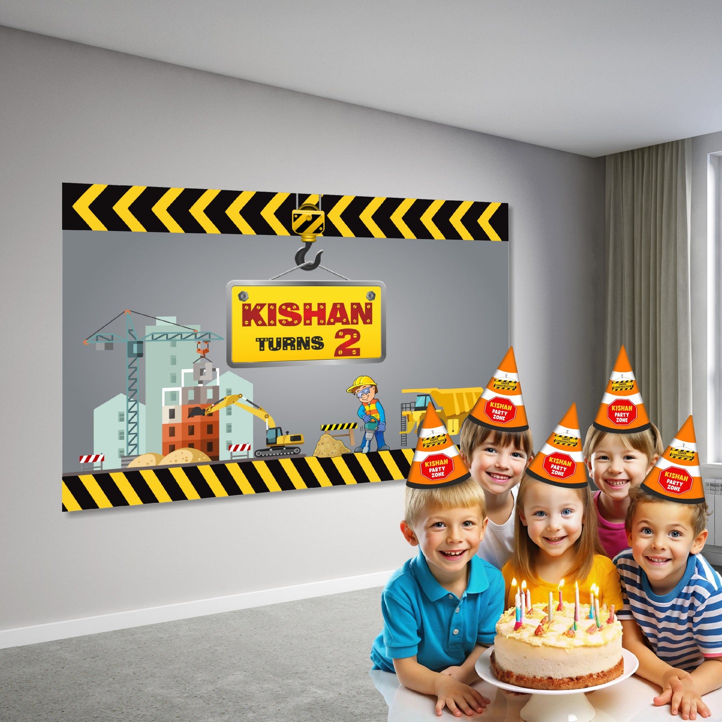 Construction Theme Personalized Backdrop