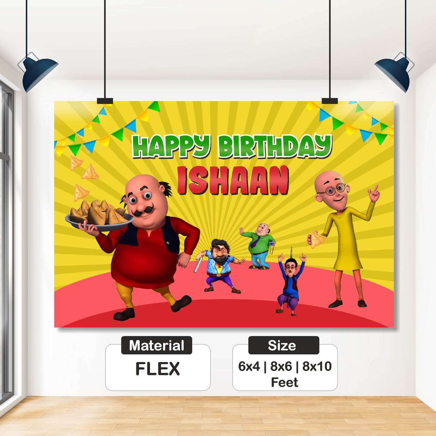 Motu Patlu Theme Personalized Backdrop