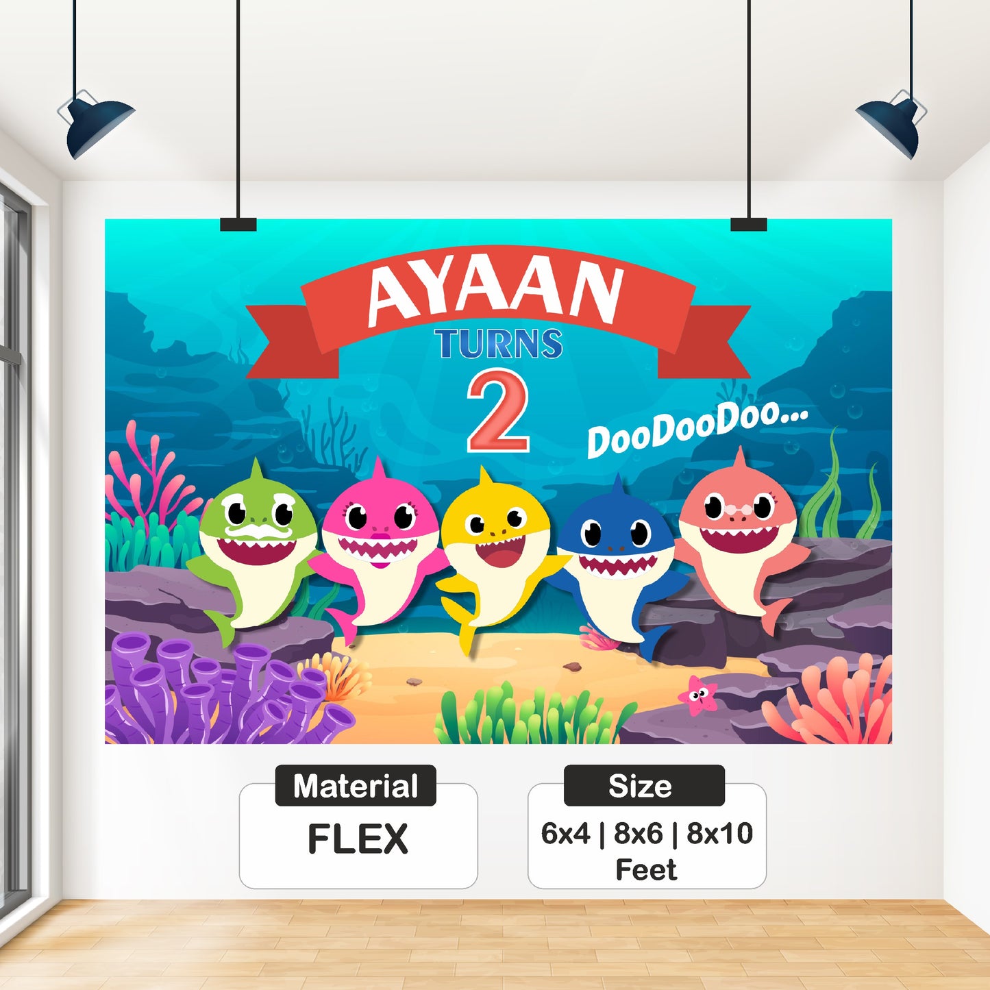 Baby Shark Theme Personalized Backdrop