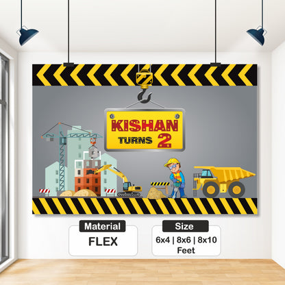 Construction Theme Personalized Backdrop