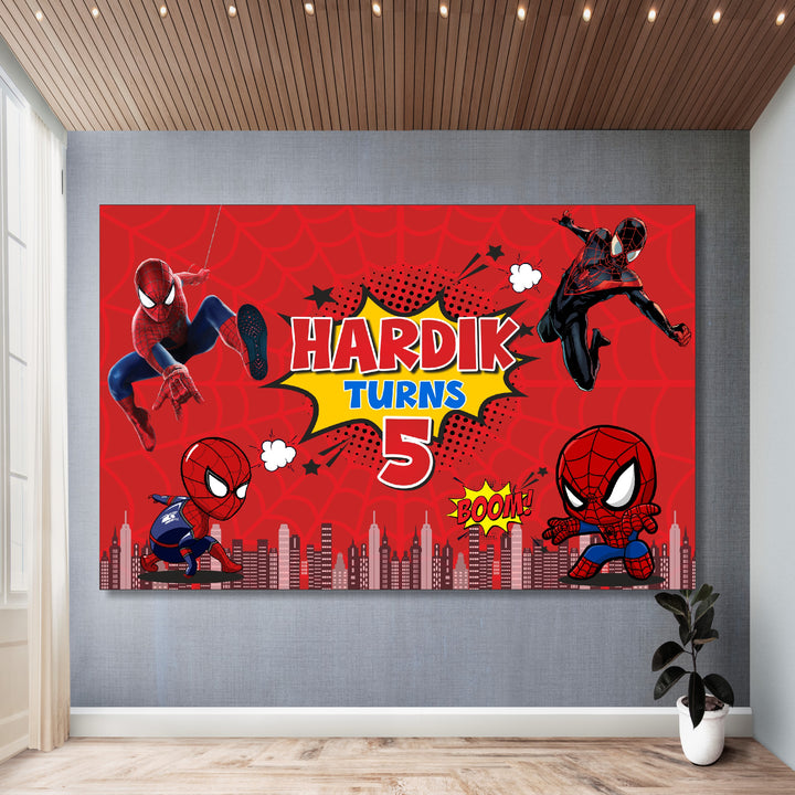 Spider-Man Birthday Backdrop – Red Comic Action My Store