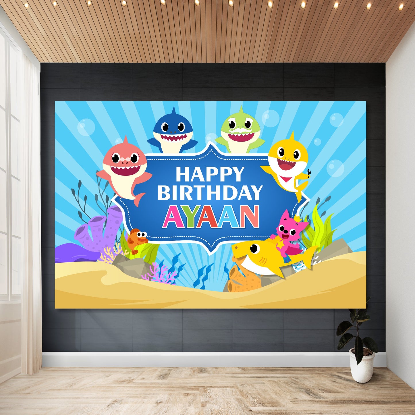 Baby Shark Theme Customized Backdrop