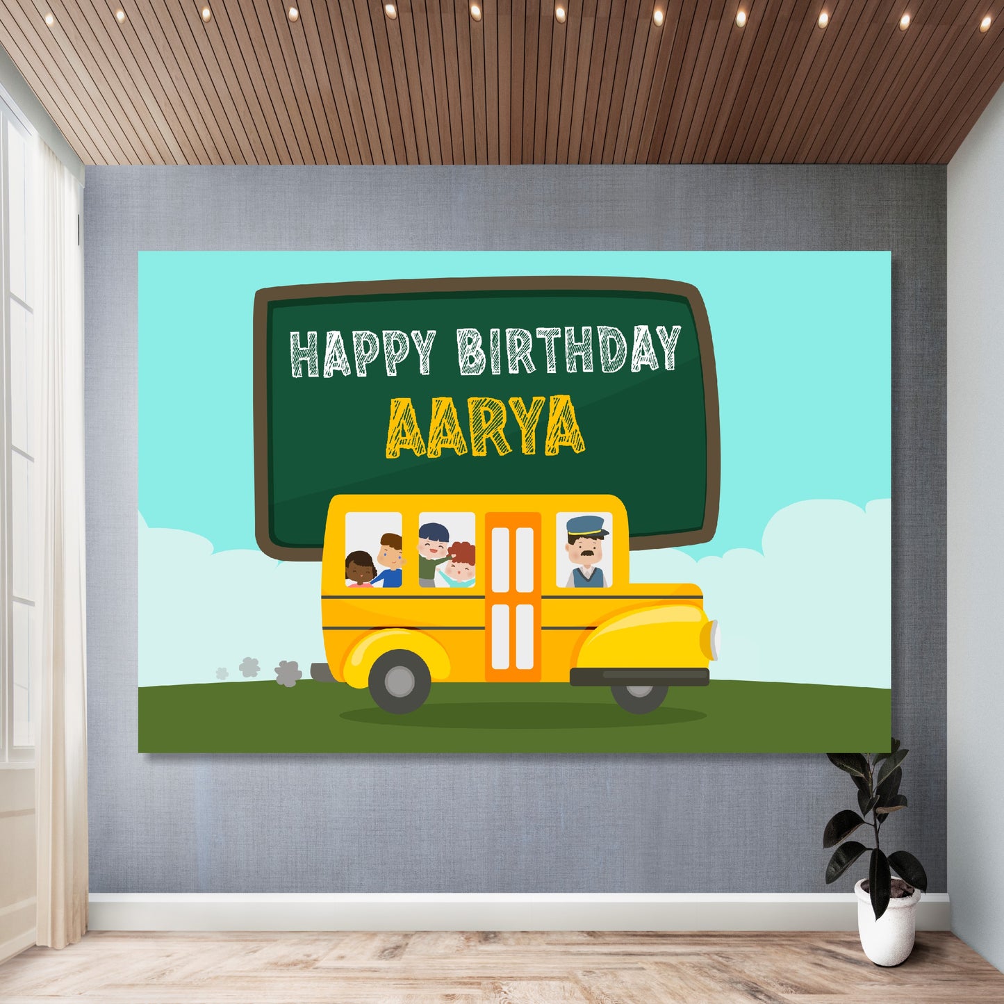 Wheels on the Bus Theme Customized Backdrop