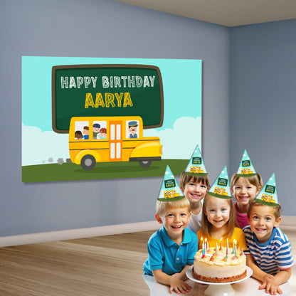 Wheels on the Bus Theme Customized Backdrop