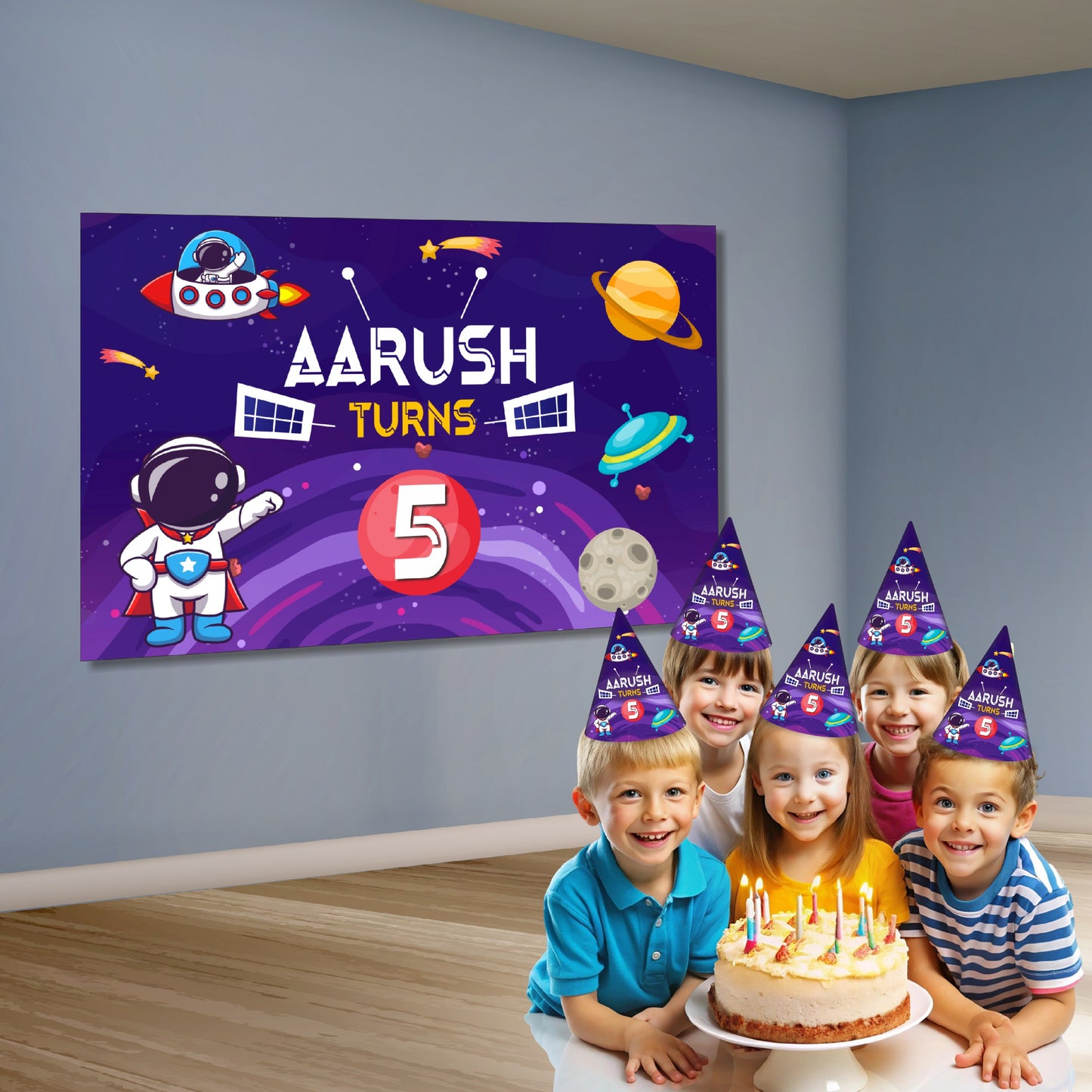 Space Theme Personalized Backdrop