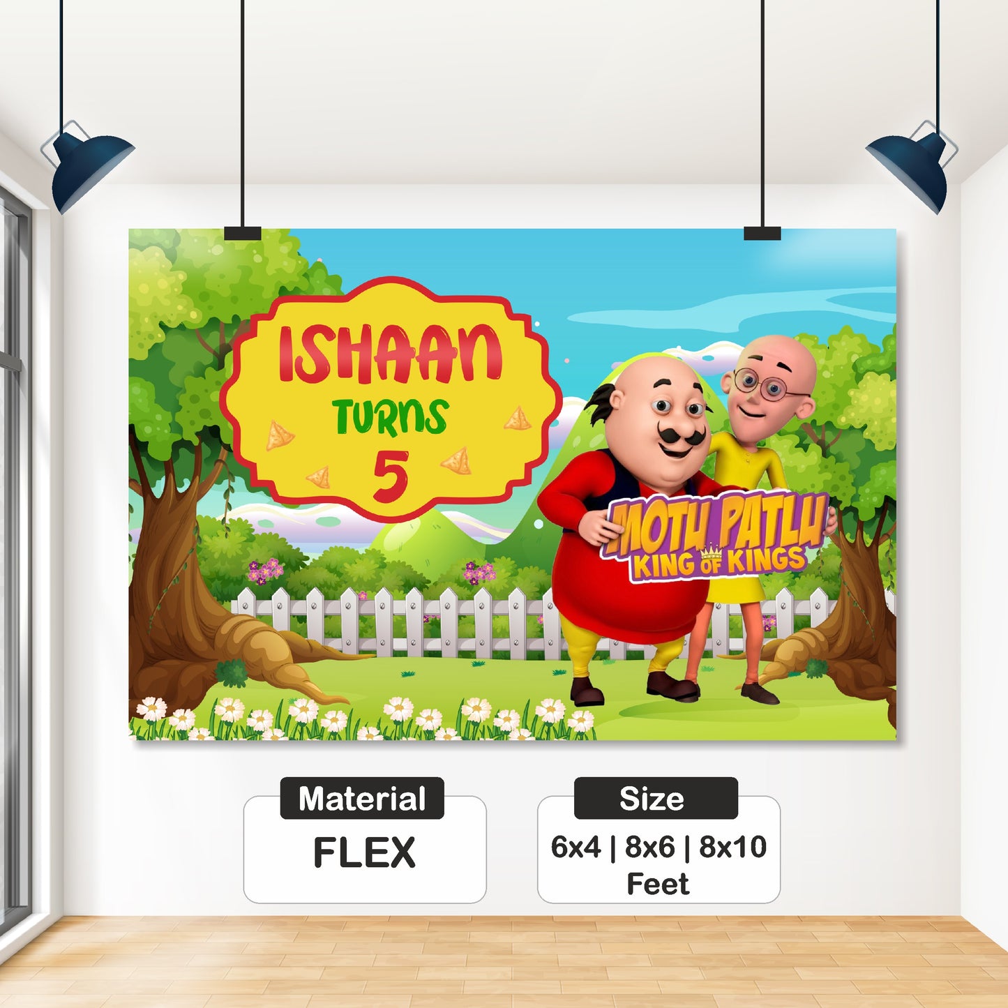 Motu Patlu Theme Customized Backdrop