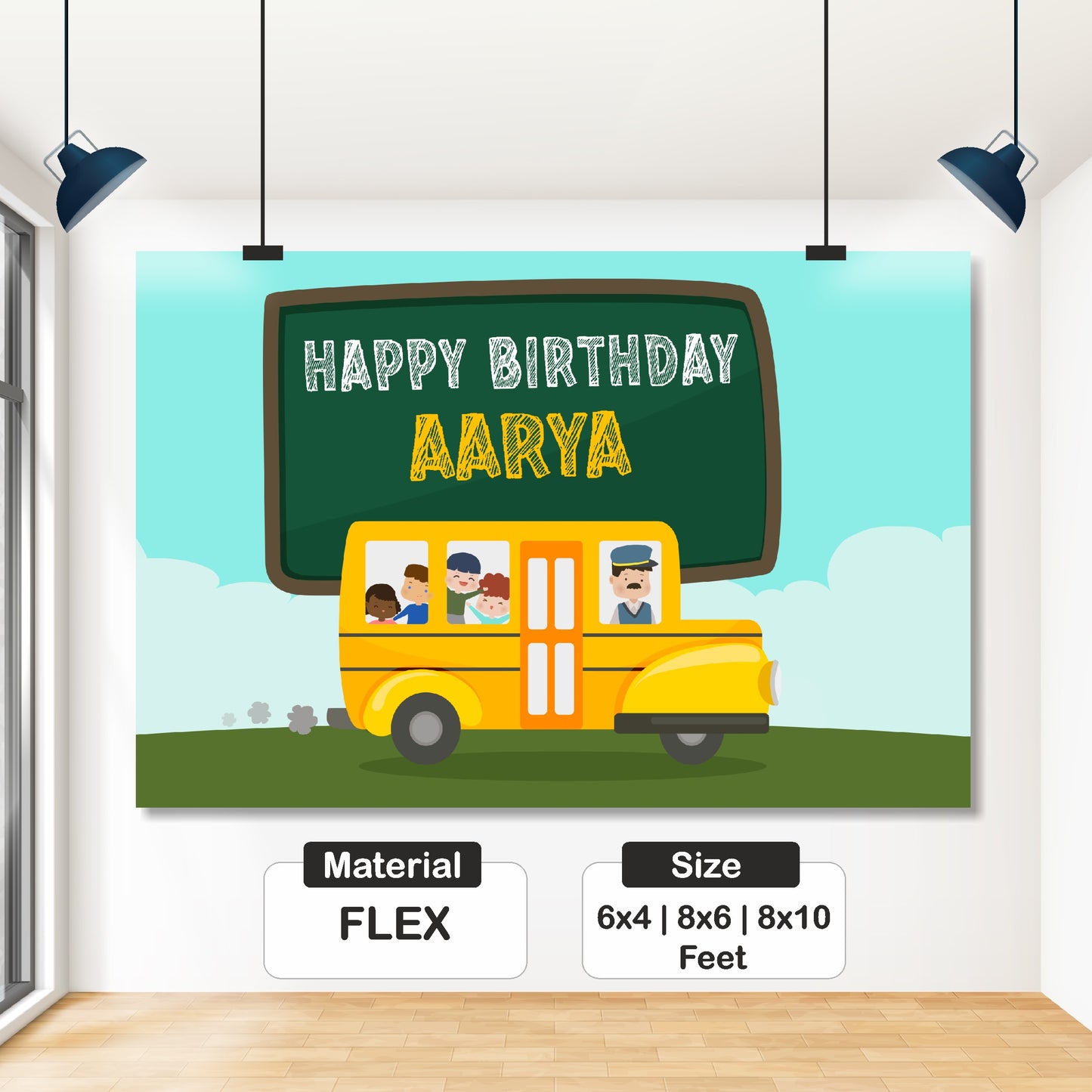 Wheels on the Bus Theme Customized Backdrop