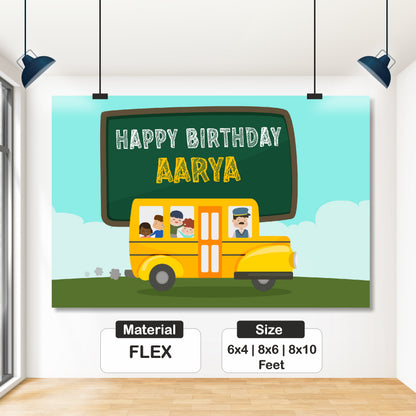 Wheels on the Bus Theme Customized Backdrop