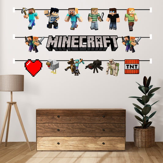 Minecraft Theme Character Bunting