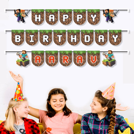 Minecraft Theme Personalized Bunting