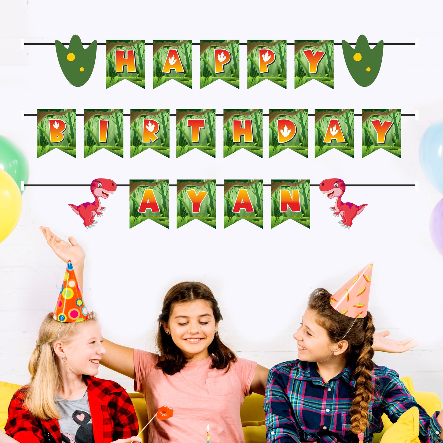 Dino Theme Personalized Bunting