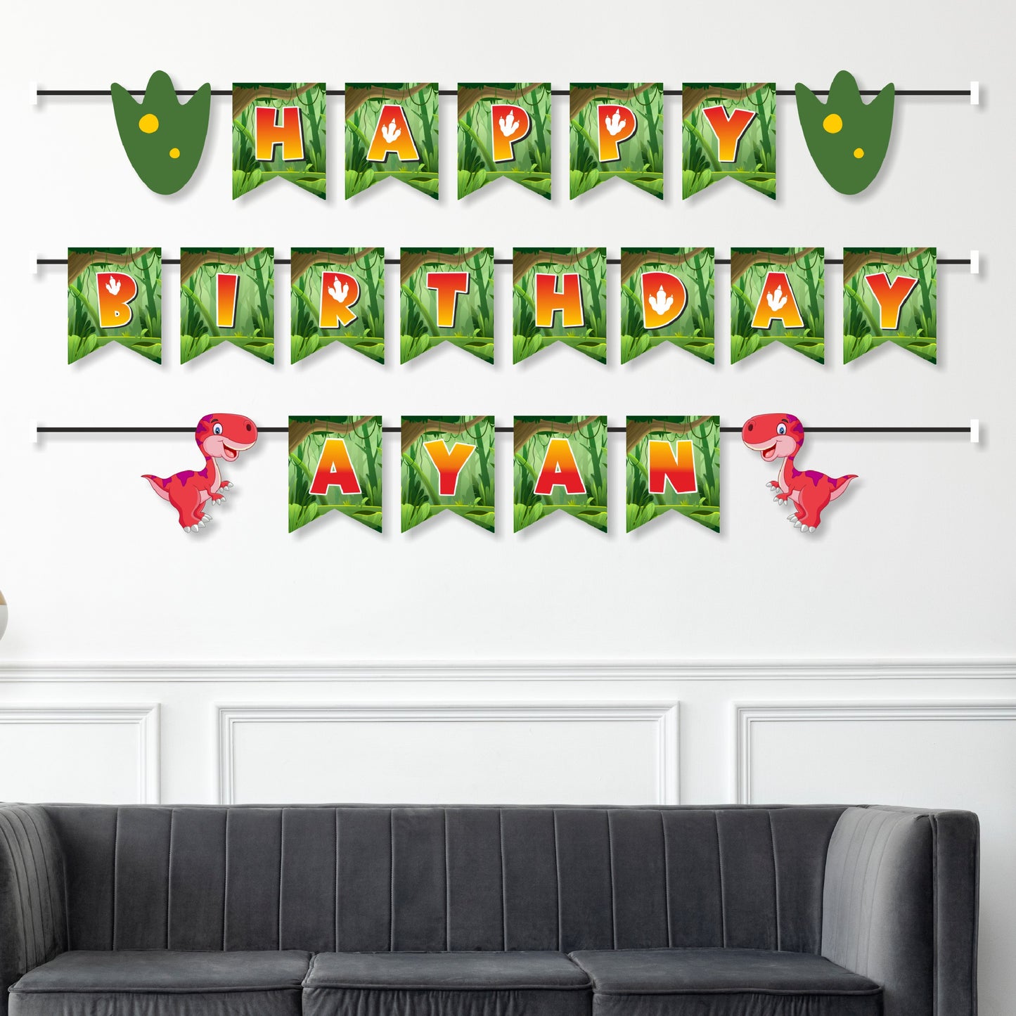 Dino Theme Personalized Bunting