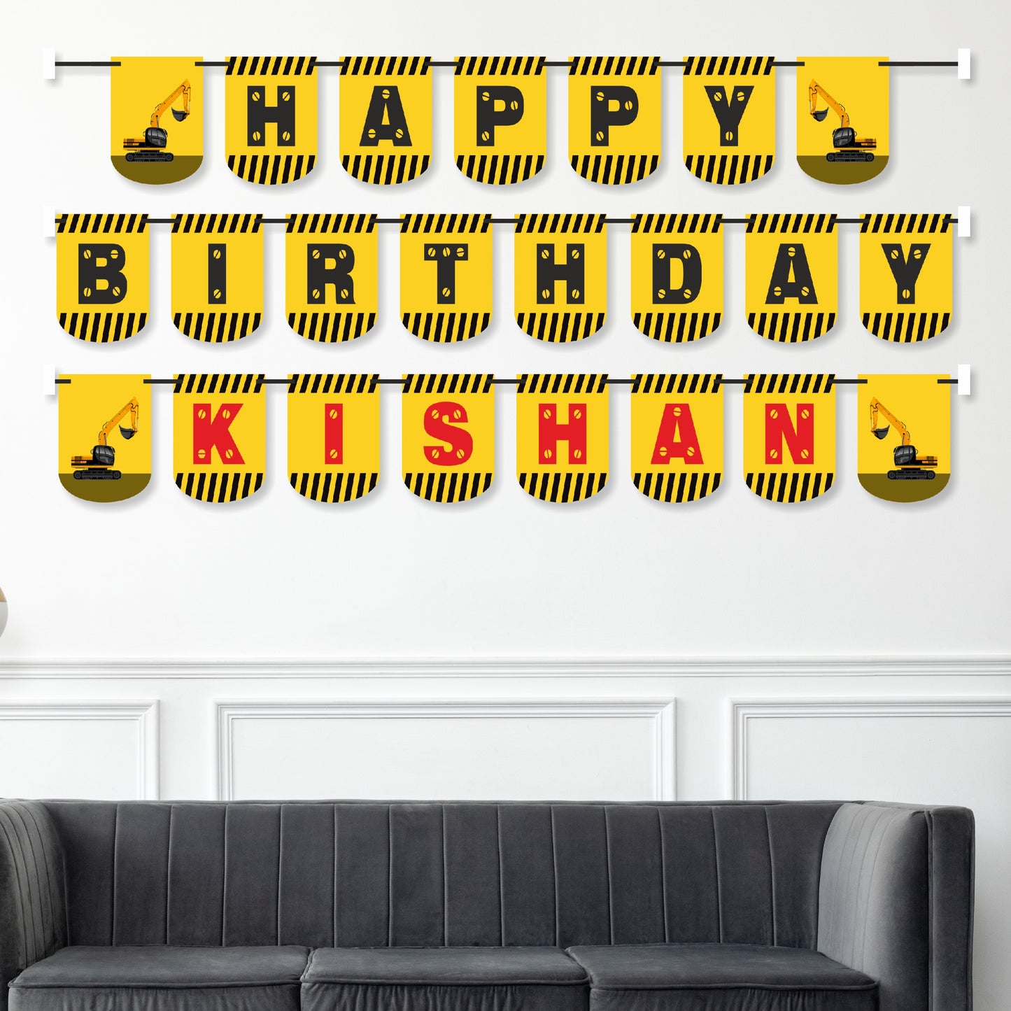 Construction Theme Customized Bunting