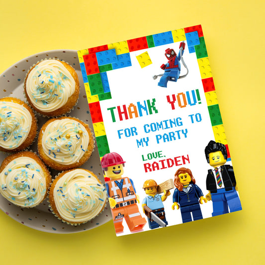Lego Theme Thank You Cards