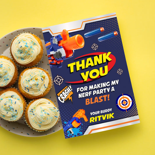 Nerf Gun Theme Thank You Cards
