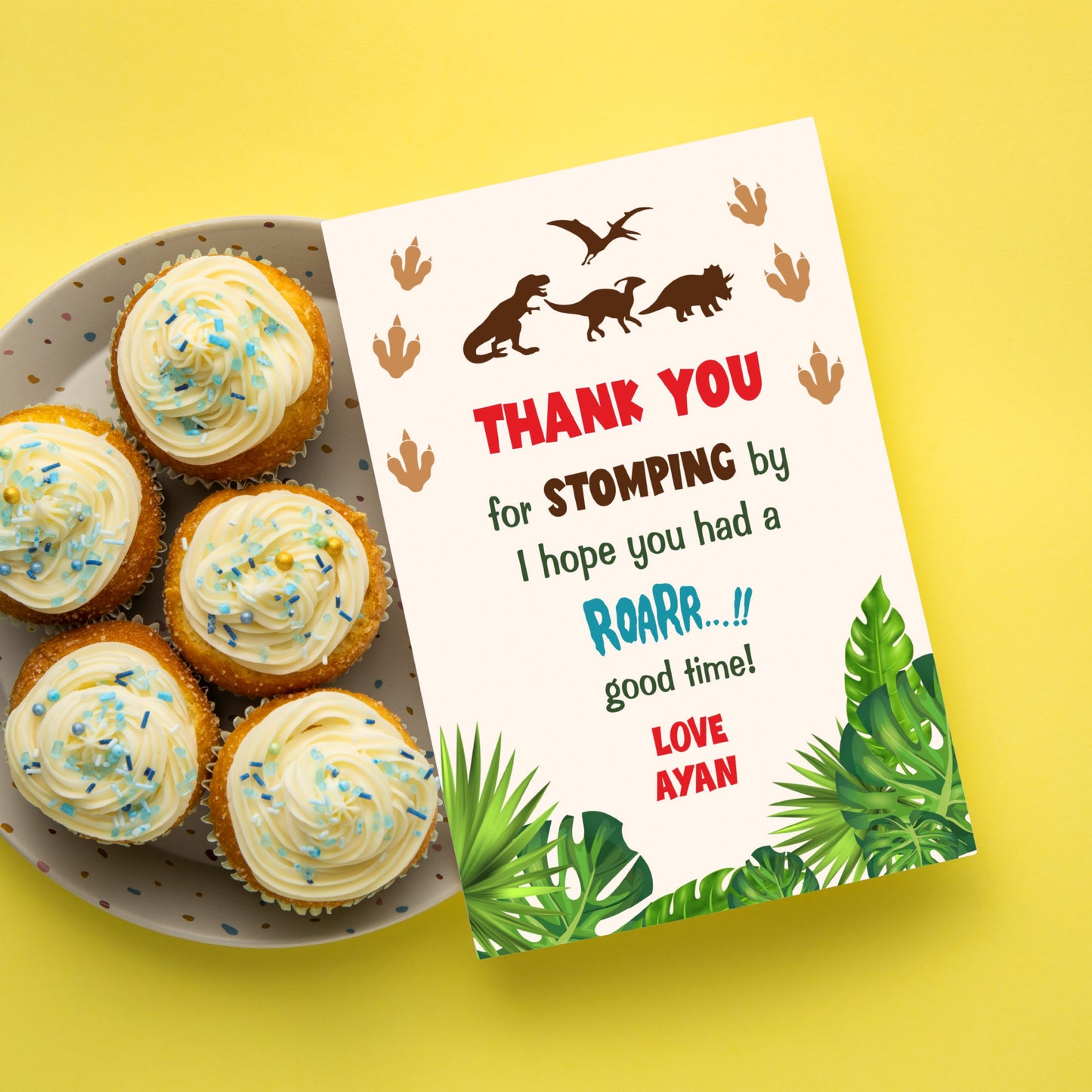 Dino Theme Customized Thank You Cards