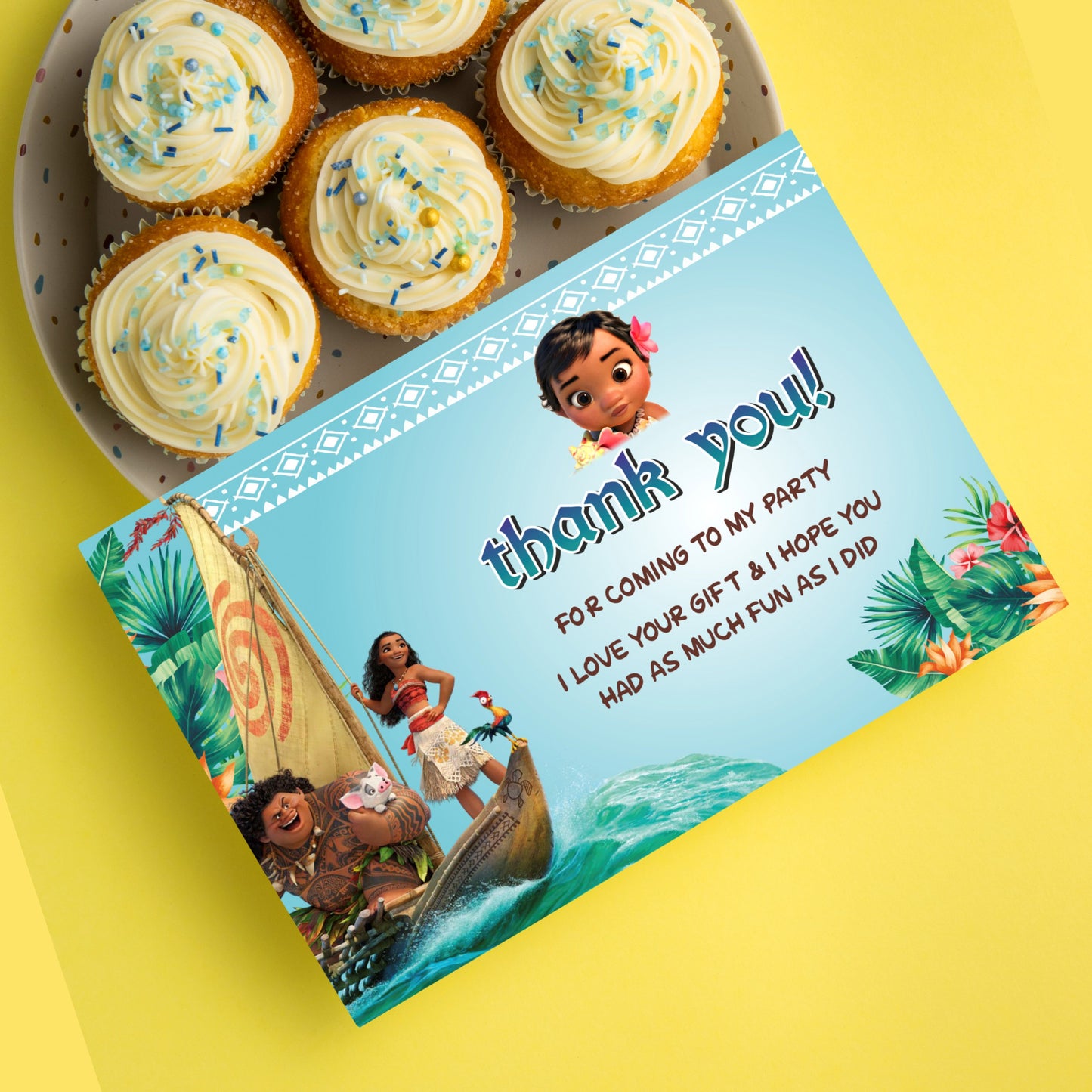 Moana Theme Thank You Cards