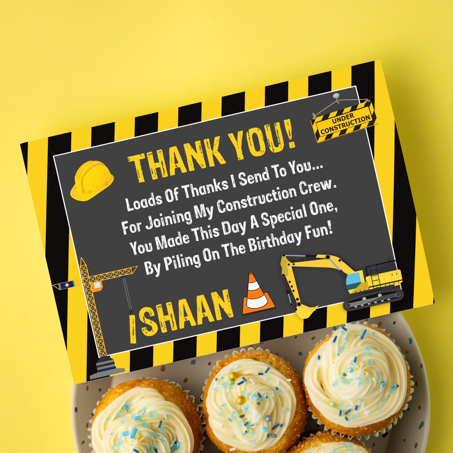 Construction Theme Thank You Cards