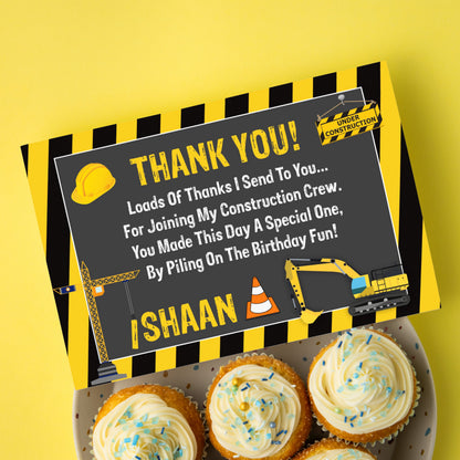 Construction Theme Thank You Cards