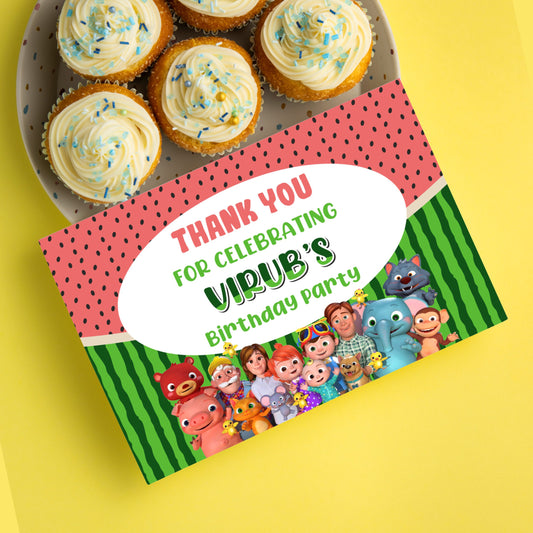 Cocomelon Theme Thank You Tag