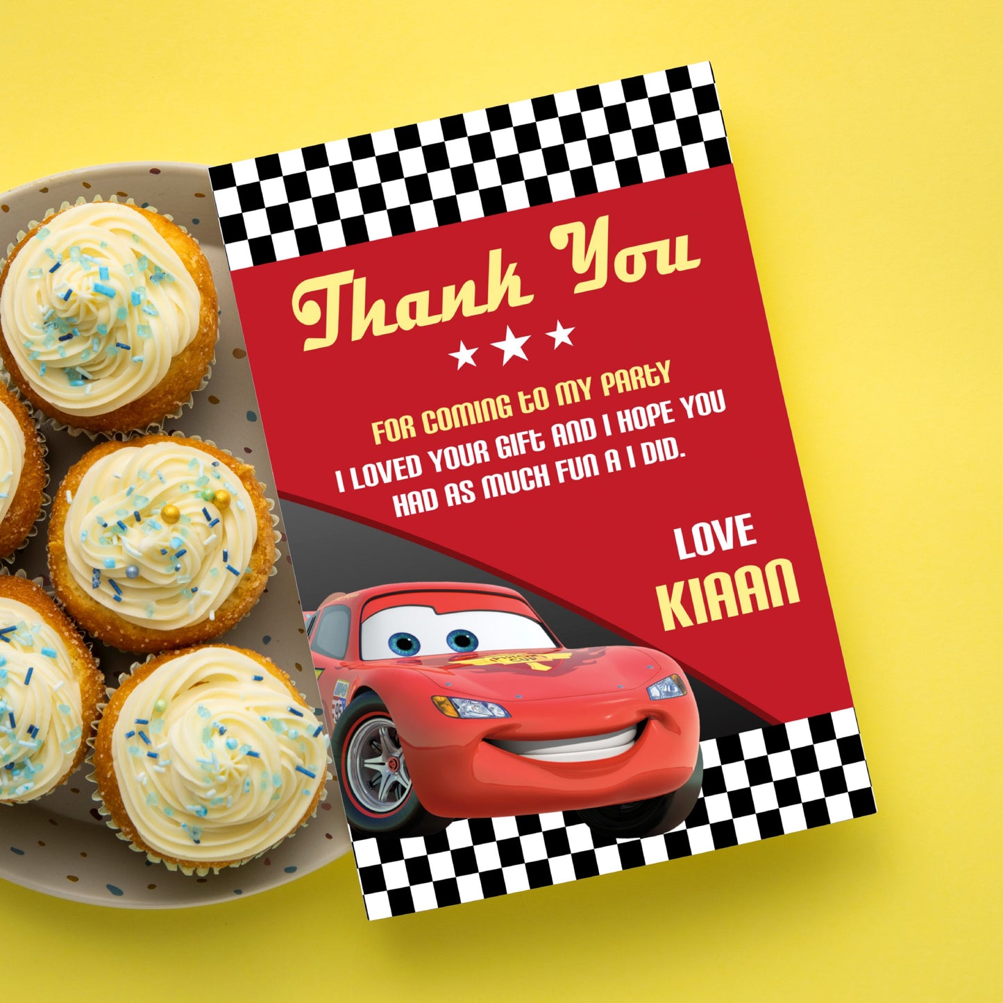 McQeen Car Theme Thank You Cards