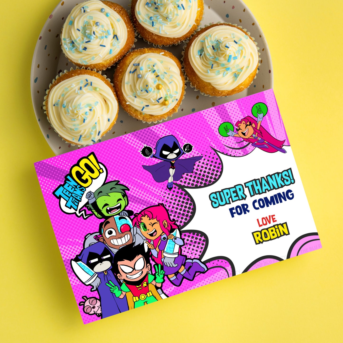 Teen Titans Theme Thank You Cards